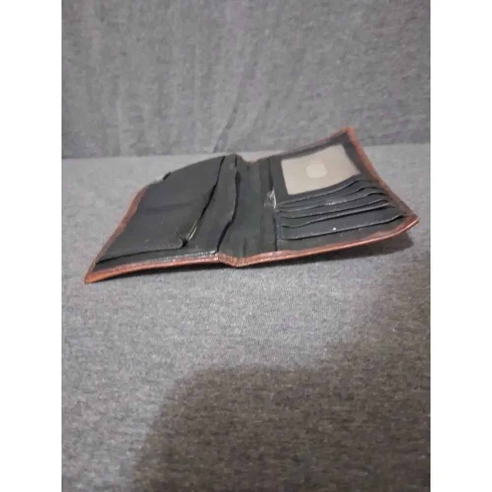 Hooey Mens Orange & Brown Long Bifold Leather Wallet Western Tooled Cowboy